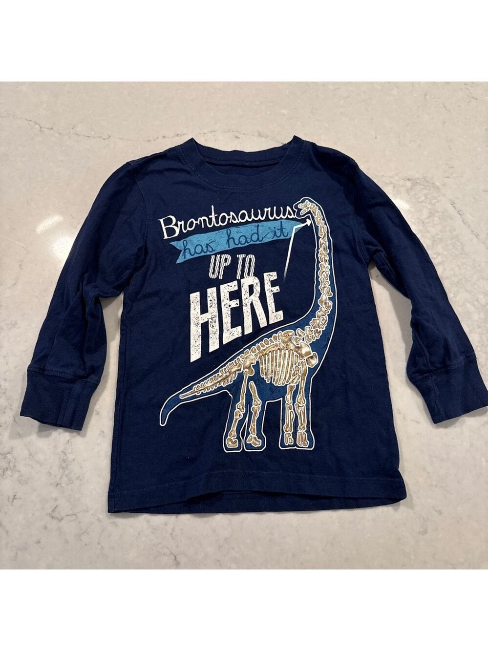 Wes & Willy Boys Blue Brontosaurus Long Sleeve Tee 2T